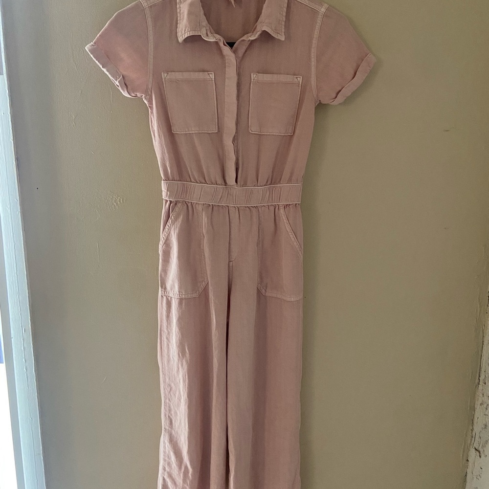 Cat & Jack Pink Jumpsuit with Collared Neckline and stretch waistband